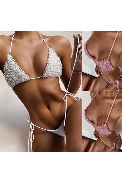 DESİGNEDBYD Kadın İnci Detaylı  Bikini Takımı Plaj Beachwear