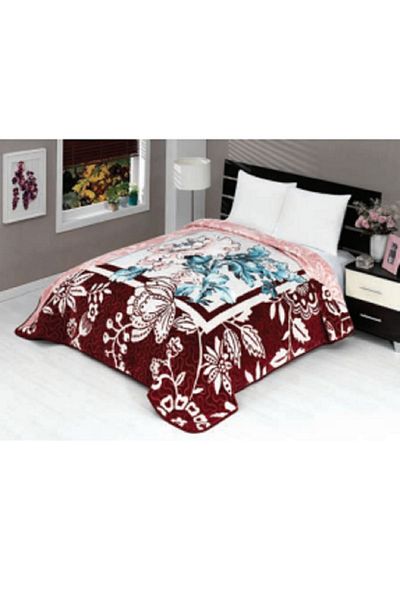 MİNK Solana Luxury Mink 986 Claret Red Oversize Blanket and Bedspread - 220X240