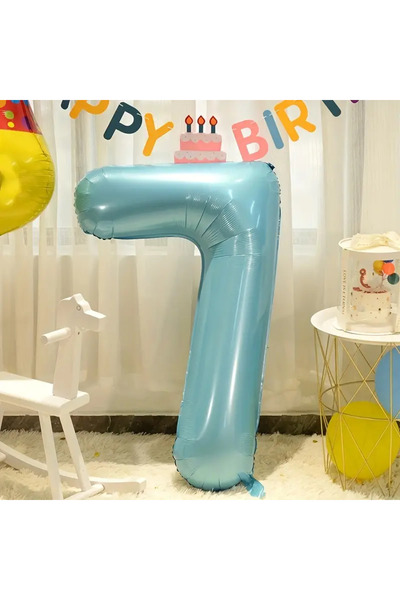 SURPRISE PARTY STORE 7 Rakam Balon Mavi Renk Folyo Balon 76 cm 34 inç Helyum ...