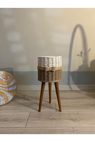 ÇamaŞırcıM Hasır Çiçeklik Ayaklı Sepet Saksı