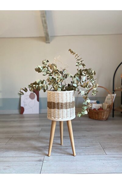 Genel Markalar Hasır Çiçeklik Ayaklı Sepet Saksı