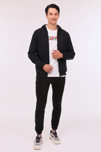 Kinetix MR RJN387 FZ HD 4PR Siyah Erkek Eşofman Üstü