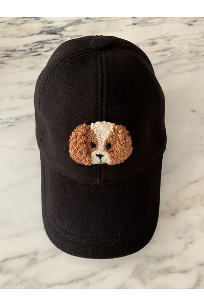 DEAR HOME Winter Black Baseball Cap - Dog Punch Detailed