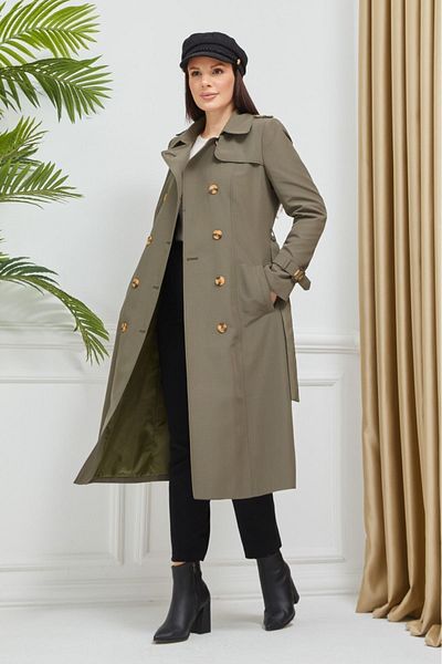 Wazze Green Trench Coat with Button Closure