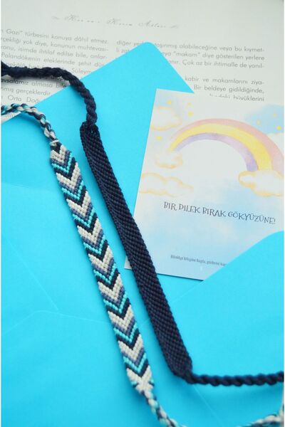 Bidüğüm Unisex Gökyüzü Bilek Seti, Dokuma Bileklik - El Emeği, Ayarlanabilir,...