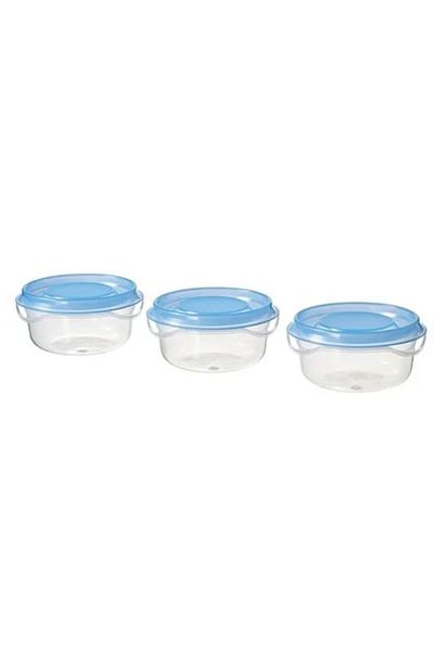IKEA PRUTA 70 ml Plastic Storage Container Set - Transparent-Blue, Round, 3 Pieces