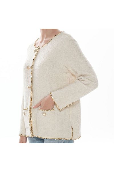 trikobis High Design Cardigan in Twist Knitwear with Bead Detail