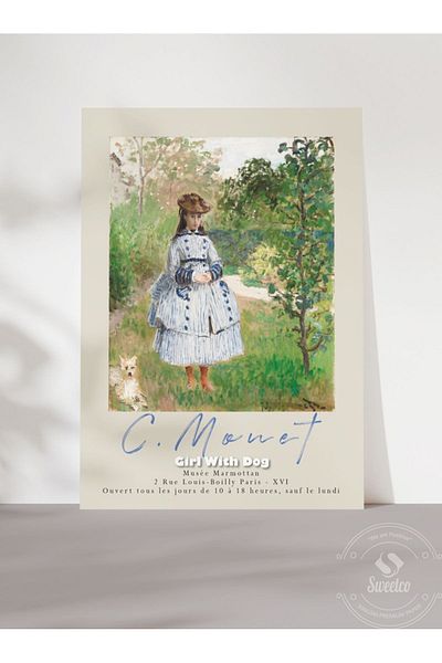 Sweetco Κορίτσι με σκύλο από τον Claude Monet Αφίσα χωρίς πλαίσιο |   Αφίσα ζωγράφου τέχνης
