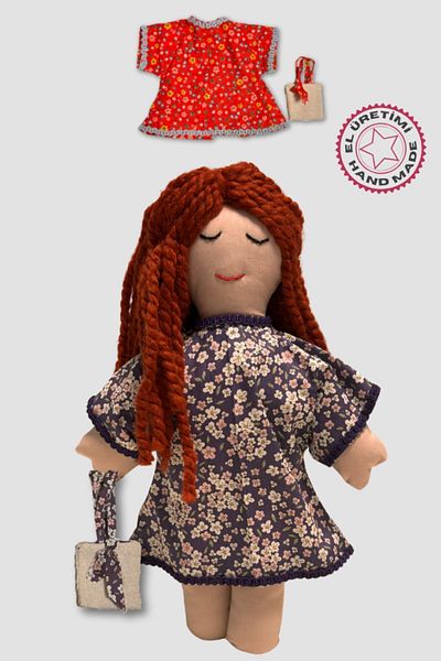 Uretti Selin 8435 Floral Patterned Spare Dress - Double Bag, Doll, 32cm