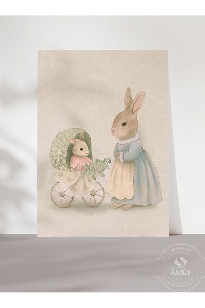 Sweetco Αφίσα χωρίς πλαίσιο Vintage Bunny Series No1 |   Αφίσα παιδικού δωματίου Rabbit Bunny Animal