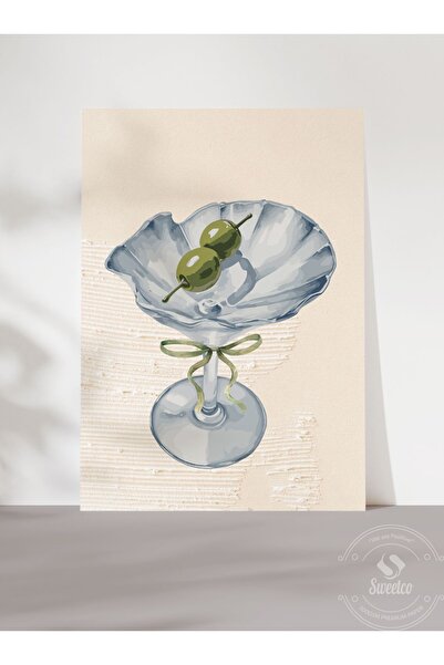 Sweetco Çerçevesiz Poster Seashell Martini Poster | Kokteyl, Tablo, Deniz Kabuğu Çerçevesiz Poster