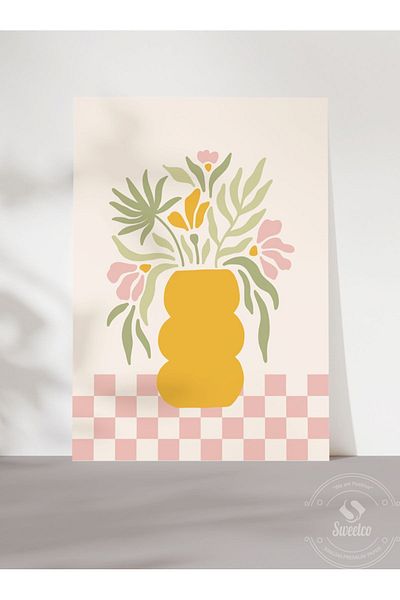 Sweetco Groovy Vase - Μποτανική αφίσα λουλουδιών, σχέδιο χωρίς πλαίσιο