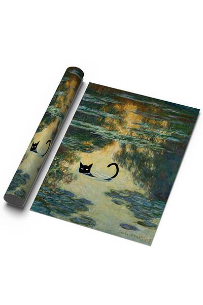 Sweetco Claude Monet Cat Series No1 - Προσαρμογή αφίσας με γάτα χωρίς πλαίσιο