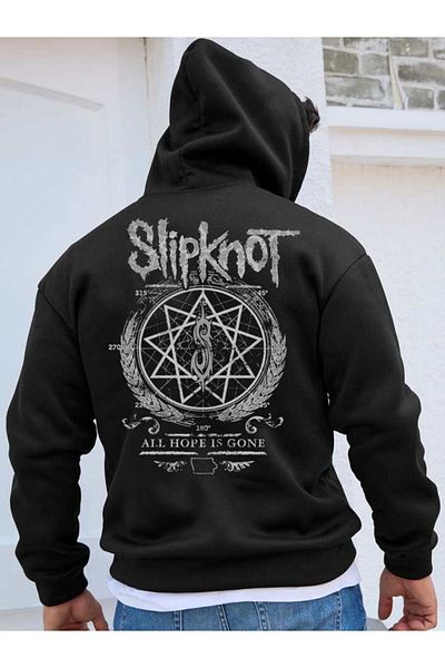 DEEPSENCE Мъжки черен суитчър с качулка - щампа на гърба Slipknot