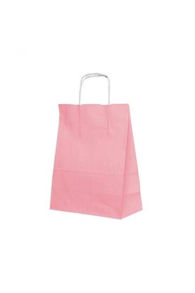 MERT AMBALAJ Kağıt Çanta Büklüm Sap Mini Penbe 15x8x20 5 Adet