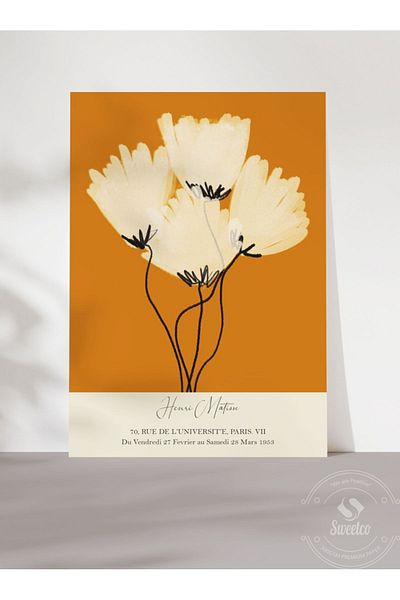 Sweetco Αφίσα Matisse Orange Flowers - Πορτοκαλί λουλούδια χωρίς πλαίσιο