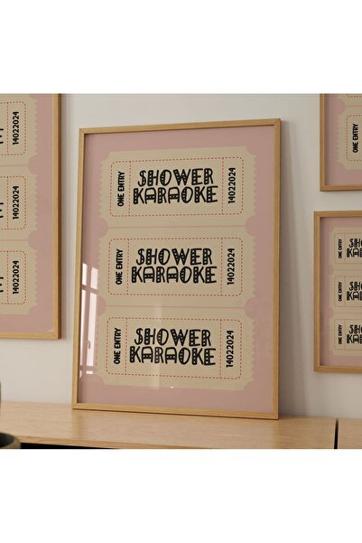 Sweetco Çerçevesiz Poster Shower Karaoke | Pembe Bej Banyo Poster, Müzik Poster
