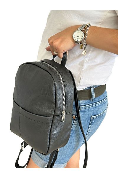 Vip Home Concept Mini Women's Backpack - Black Faux Leather Vip Home Bags