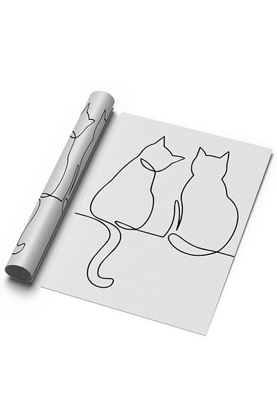 Sweetco Αφίσα Cats χωρίς πλαίσιο |   Αφίσα με ζώα Cats Line Art Oneline Line