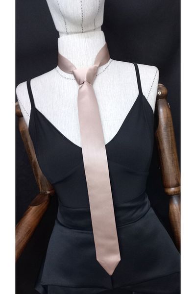 es moda shop Skin Color May Unisex Satin Evening Dress and Tie Set