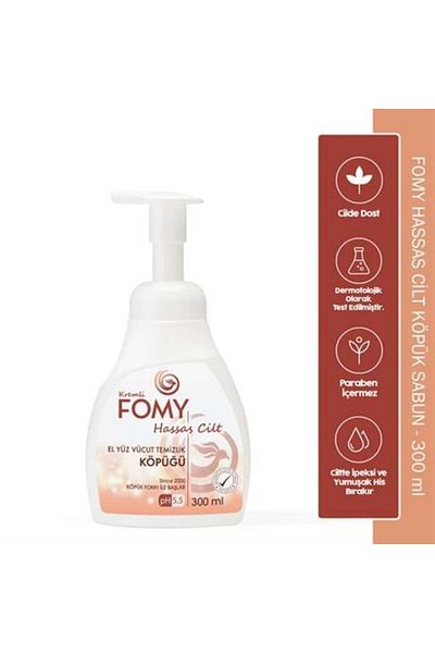 Fomy 300 Ml Creamy Foam Soap - Intensive Moisturizing and Purifying for Sensitive Skin Dry and Hard Skin