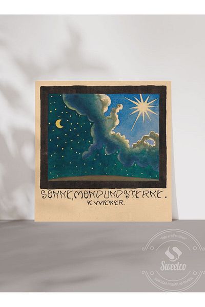 Sweetco Sonne Mond Und Sterne Square - Αφίσα τέχνης Sun and Stars χωρίς πλαίσιο