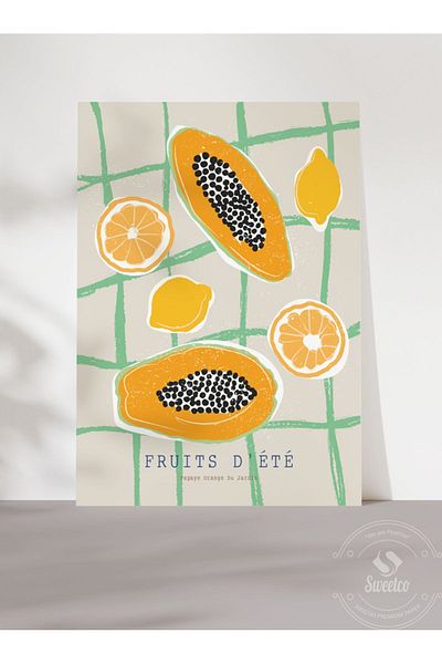 Sweetco Fruits D'été Series No3 - Αφίσα κουζίνας χωρίς πλαίσιο παπάγιας