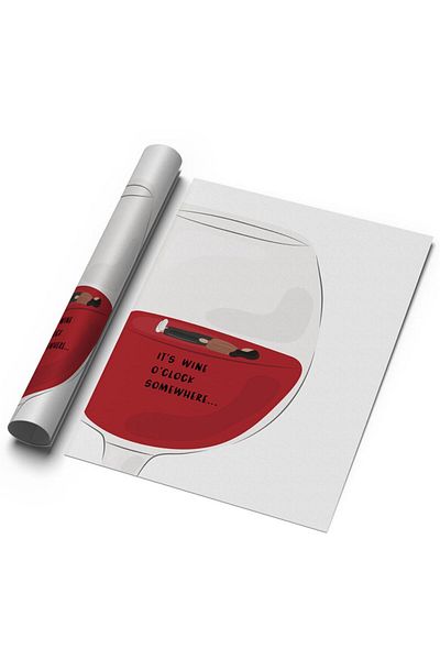 Sweetco Είναι αφίσα Wine O'clock χωρίς πλαίσιο |   Αφίσα μπαρ κουζίνας κόκκινου κρασιού