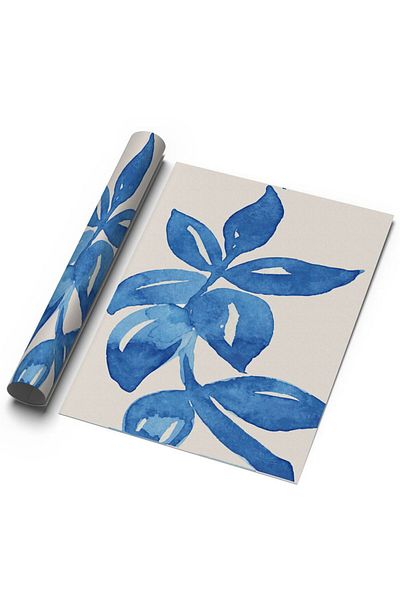 Sweetco Αφίσα Blue Botanical Leaf - Ακουαρέλα Μπλε, Χωρίς πλαίσιο
