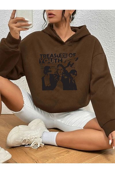 qavnas Πλεκτό φούτερ Unisex Brown Treasure - Ανυψωμένο
