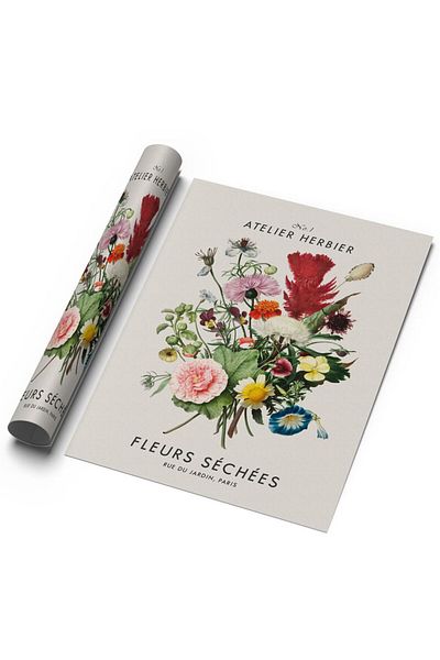 Sweetco Αφίσα Fleurs Séchées χωρίς πλαίσιο |   Πολύχρωμη Βοτανική Αφίσα Λουλουδιών