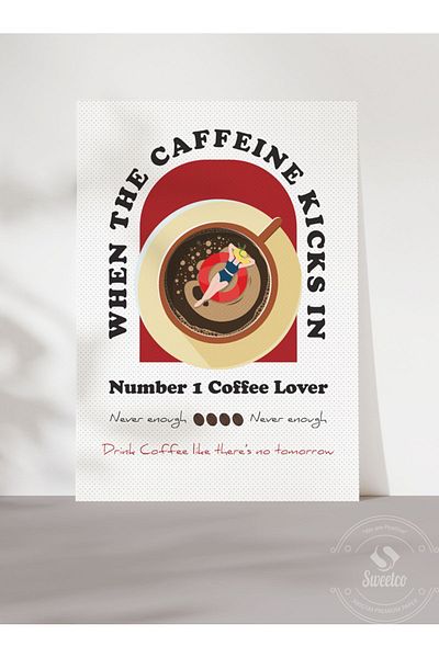 Sweetco Αφίσα χωρίς πλαίσιο Number 1 Coffee Lover |   Αφίσα κουζίνας για λάτρεις του καφέ Νο. 1