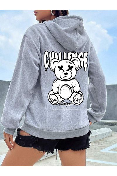 qavnas Unisex γκρι πλεκτό φούτερ - 2ip Challenge Bear