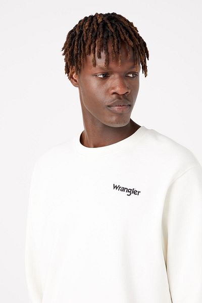 WRANGLER Regular Fit Normal Cut 100% Cotton Crew Neck Ecru Sweatshirt