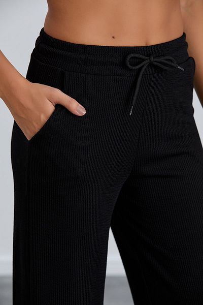 Dream Style Pantaloni de sport negri, cu croială largi, cu buzunare largi, pentru femei
