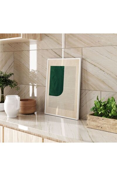Sweetco Green and Beige Lines Çerçevesiz Poster | Yeşil ve Bej Çizgiler Poster