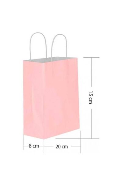 MERT AMBALAJ Kağıt Çanta Büklüm Sap Mini Penbe 15x8x20 5 Adet