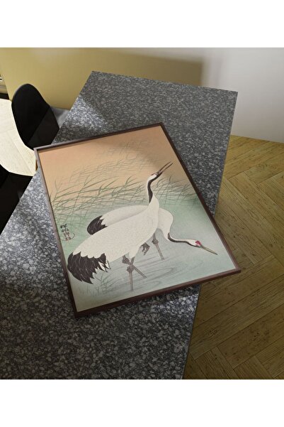 Sweetco Two cranes 1925 by Ohara Koson Çerçevesiz Poster | Sanat Ressam Turna Kuş Art Poster