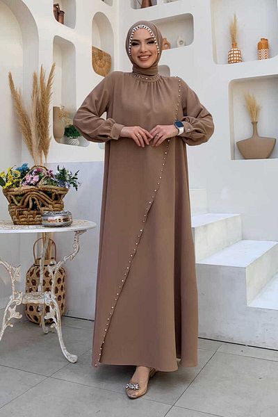 Bym Fashion Βιζόν Plus Size Cross Piece Look Φόρεμα με Πέρλες 3879-1