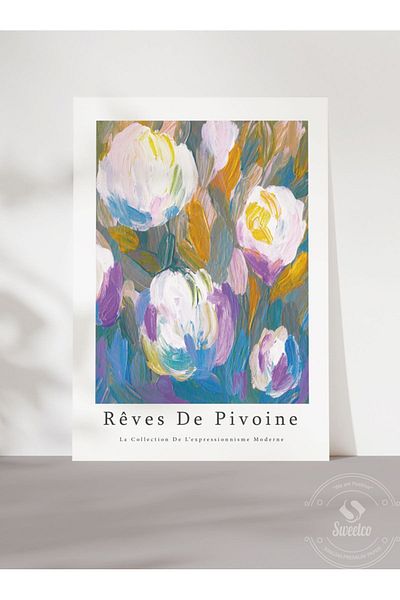 Sweetco Αφίσα χωρίς πλαίσιο Réves de Pivoine |   Αφίσα λουλουδιών παιώνιας