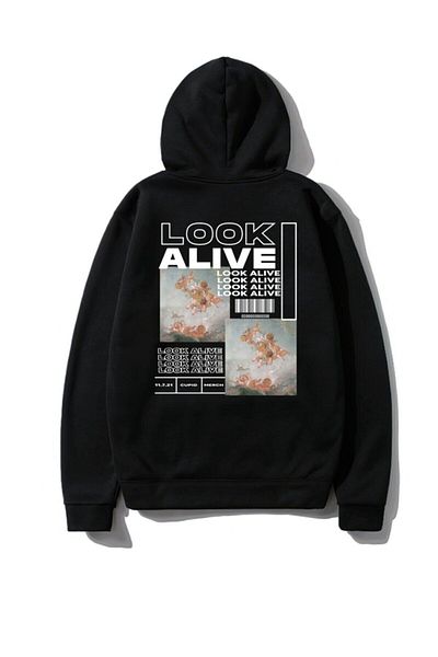 DEEPSENCE Φούτερ με μαύρη κουκούλα LOOK ALIVE Unisex - Πίσω στάμπα