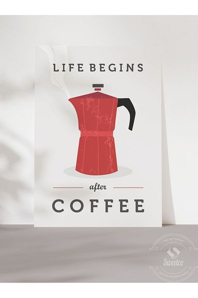 Sweetco Η ζωή ξεκινά με την αφίσα Coffee Frameless |   Η ζωή ξεκινά με τον καφέ Cafe Poster