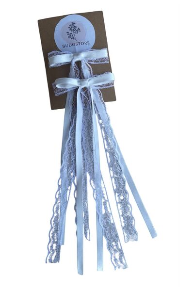 2pcs SATIN LACE BOW RIBBON BUCKLE SET