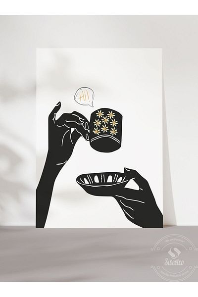 Sweetco Αφίσα χωρίς πλαίσιο Hi Coffee |   Αφίσα καφέ εσπρέσο κουζίνας μπαρ
