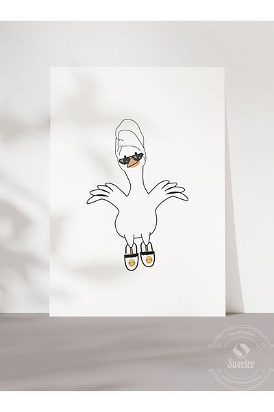 Sweetco Αφίσα Ducks Love Shower χωρίς πλαίσιο |   Αφίσα μπάνιου για λάτρεις του ντους πάπιες