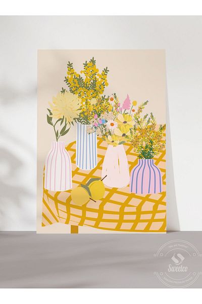 Sweetco Αφίσα Spring Table No2 χωρίς πλαίσιο |    Ανοιξιάτικο Τραπέζι Κουζίνας Μποτανική Αφίσα λουλουδιών