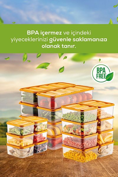 Vienev 20-Piece Orange Microwavable Refrigerator Organizer - Freeze Storage Container