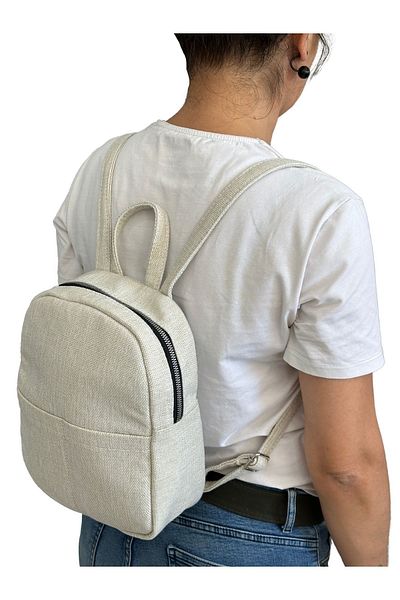 Vip Home Concept Beige Linen Mini Women's Backpack - Vip Home Bags