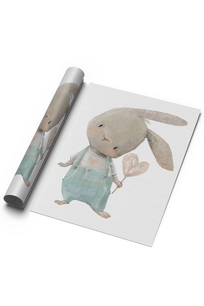 Sweetco Αφίσα χωρίς πλαίσιο Cute Rabbit |   Αφίσα για παιδικό δωμάτιο μωρού με χαριτωμένο κουνέλι κουνέλι