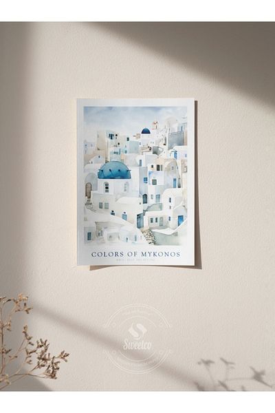 Sweetco Αφίσα χωρίς πλαίσιο Colors of Mykonos |   Αφίσα των χρωμάτων του Μυκόνου